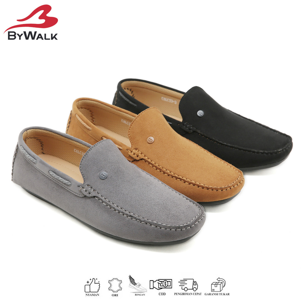 BYWALK CALCIO3 Sepatu Loafers Pria Formal Casual Moccasin Slip On Kerja Bludru Hitam