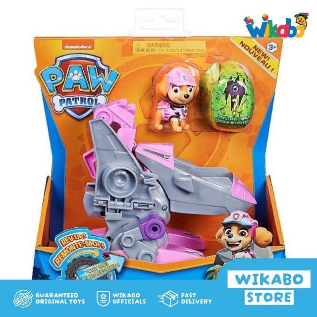 Paw Patrol Dino Rescue Skye Deluxe Rev Up Vehicle with Mystery Dino Mainan Original
