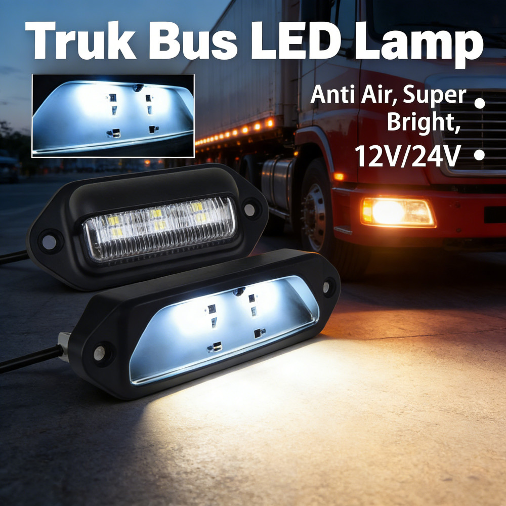 Mobil Truk Bis Motor Plat Nyala Volt Led Universal Lampu 12-24 Putih