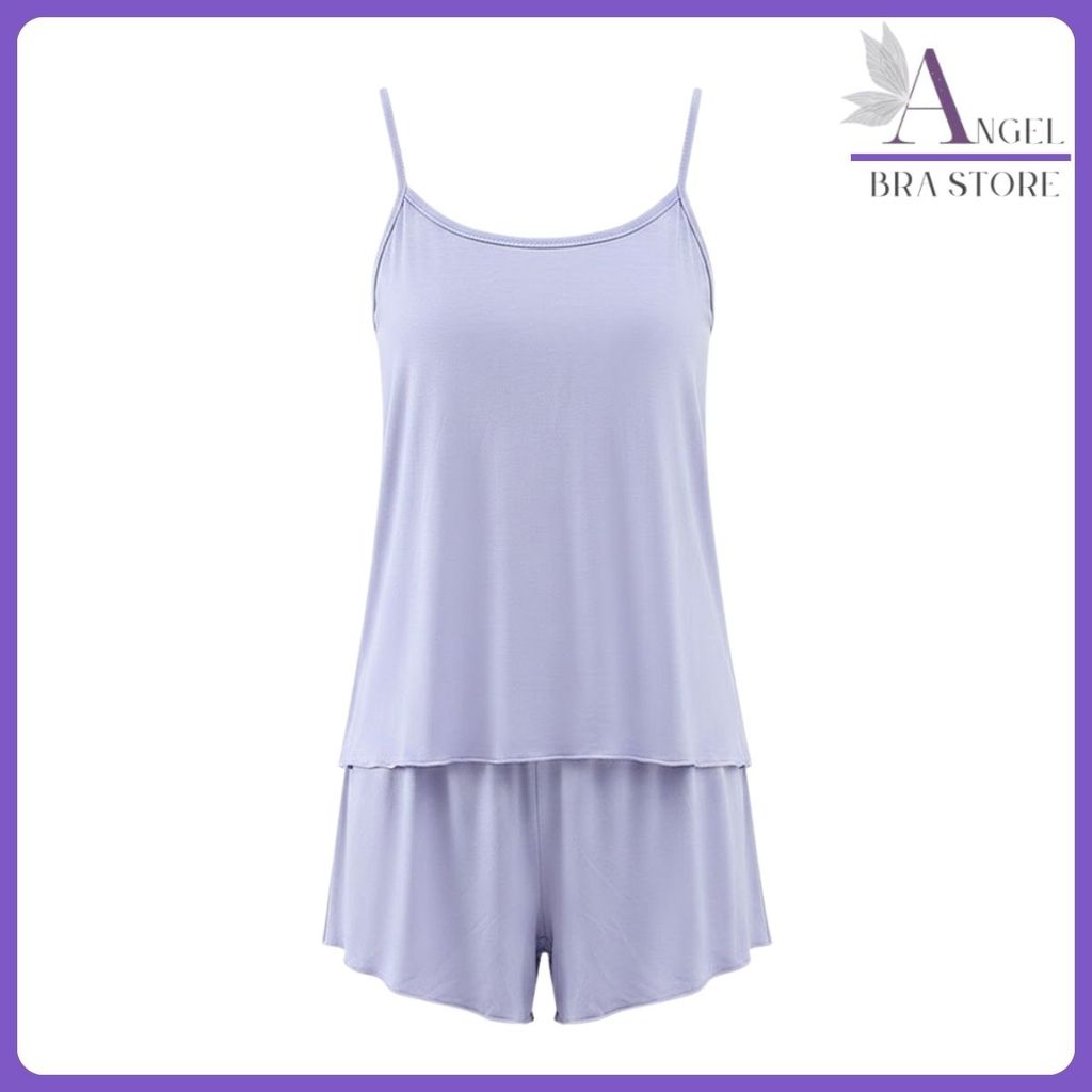Angle_brastore - Baju Tidur Set Wanita Piyama Sexy Camisole+ Celana pendek Sexy Wanita Korea Style