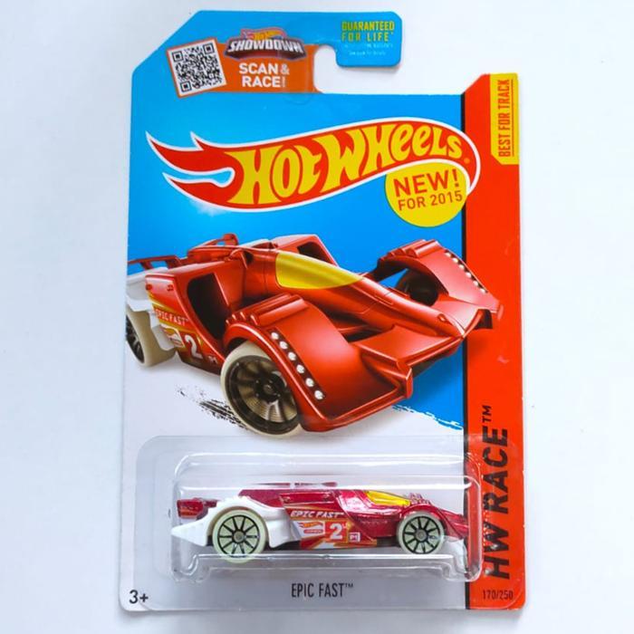 Mainan Hot Wheels Epic Fast merah 2014 HW Race roda Glow in the Dark