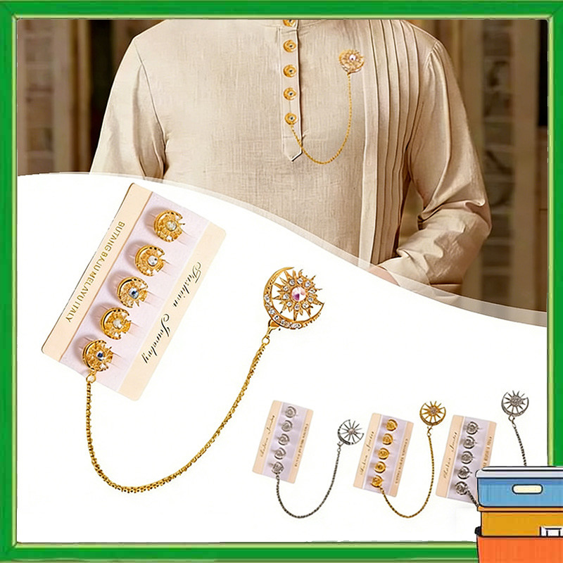 Bros Islami Pria Kancing Baju Muslim Aksesori Gamis Pria Kancing Baju Melayu Pria Set Anti Karat Kan