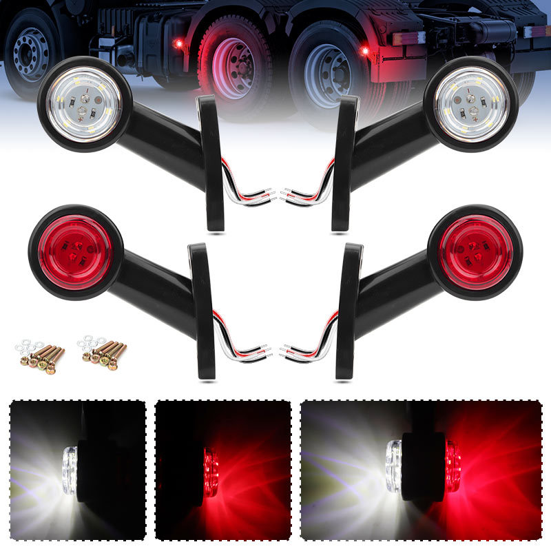 Lampu Penanda Samping LED Dua Sisi untuk Truk, Lampu Parkir Putih Merah, Lampu Posisi untuk Trailer,