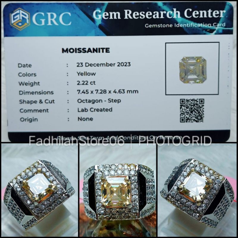 Cincin Yellow Diamond Moissanite Octagon Top Luster + MEMO LAB