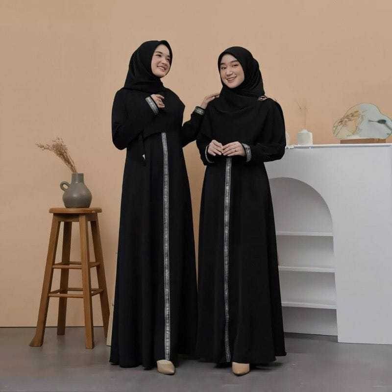 Abaya Hitam Exclusive Bordir Zephy Turkey India - Baju Pesta Mewah kekinian Elegan Dress - Gal