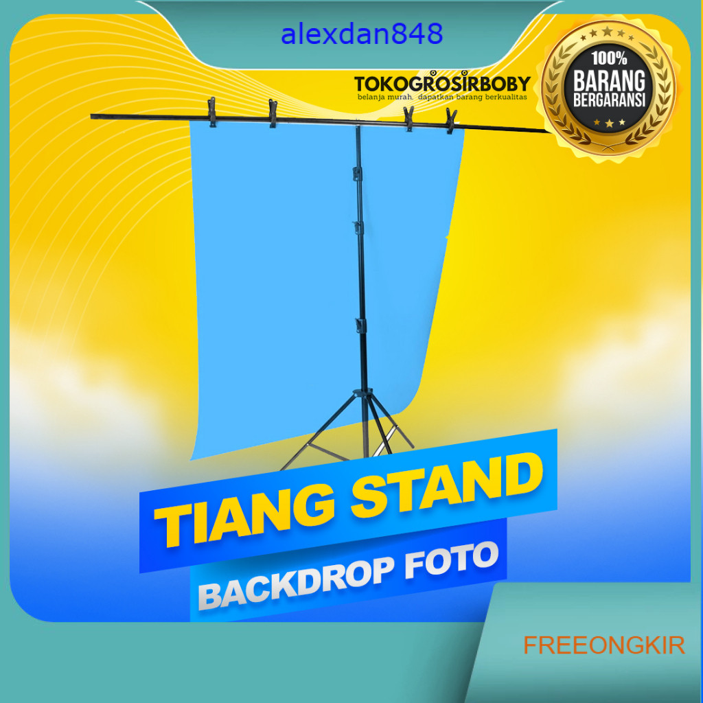 Tiang Backdrop Foto Studio Produk  T-Shape 2 Clamp 60 x 70