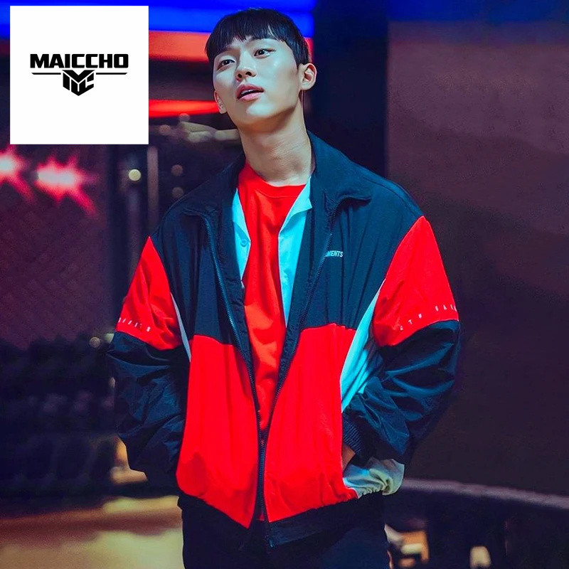 Jacket Weak Hero Class Ahn Suho Unisex Sports Trench Loose Coat WoContrast Outerwear Zip Track Tops 