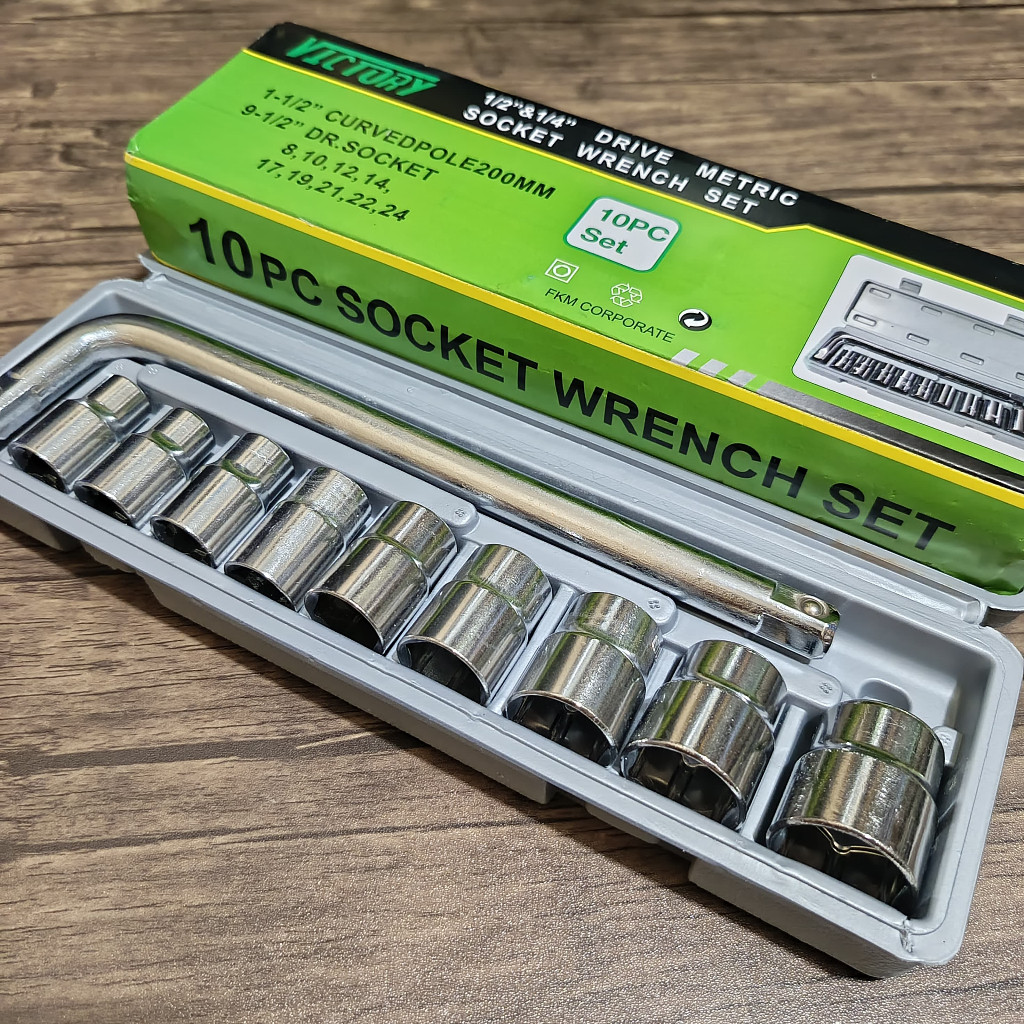 Kunci Shock Set Lengkap 10 Pcs VICTORY 8 - 24 mm /kunci shock komplit tekiro 1 set lengkap 22 dan 24