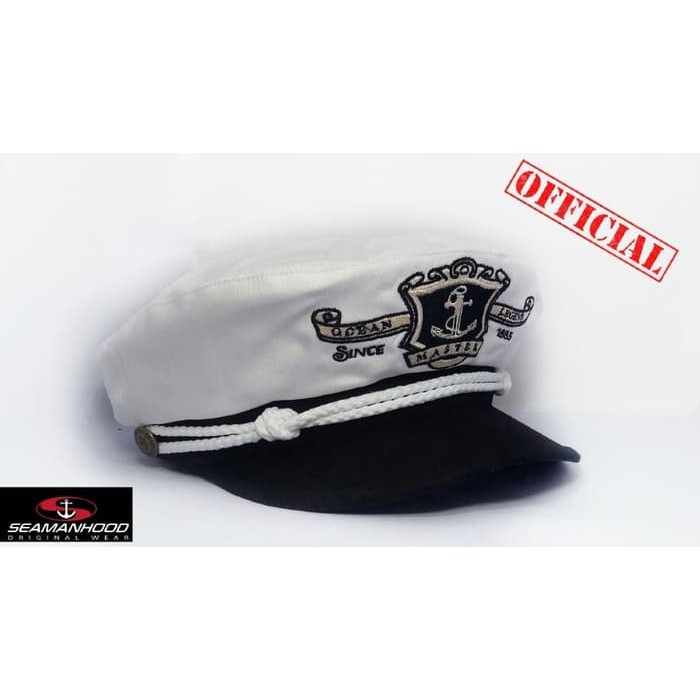 Original Topi Fisherman / Fiddler Cap/ Topi Captain/ Topi Sailor/Topi Pelaut Twill White