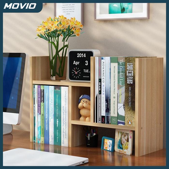 Smiley Baby MOVIO Rak Buku Kayu - Rak Buku Meja / Rak Buku Portable / Lemari Susun - Putih