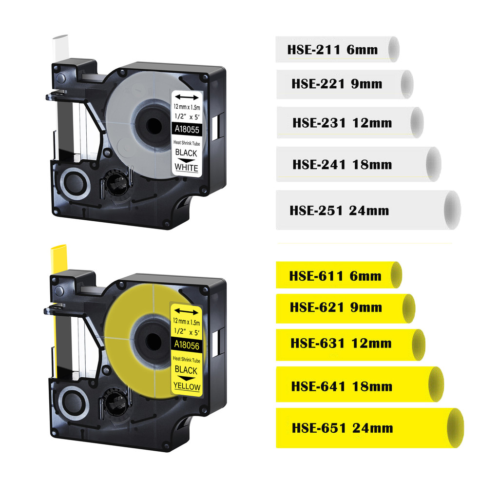 1PK Compatible for DYMO 18051 18052 18056 Rhino Heat Shrink Tube Industry Tape for Label Writer and 