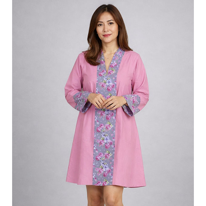 Tunik Sakura - Baju Tunik - Fashion Murah Shop 33 (FMS) - Size L - Matt Katun Poplin Mix Katun Bunga