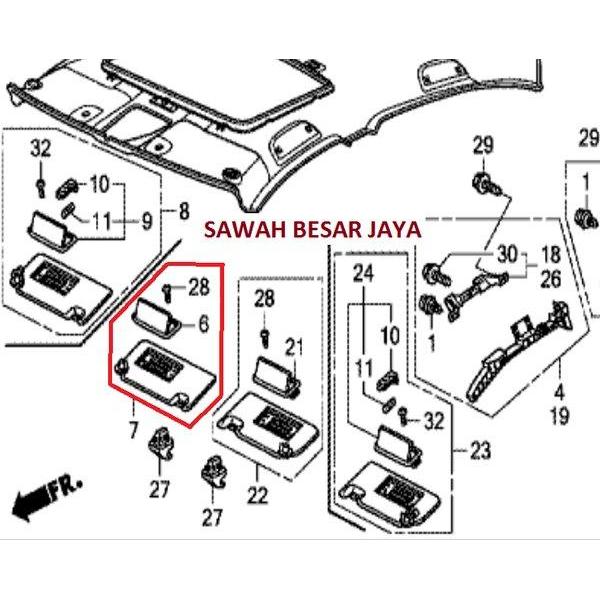 Sun Visor SunVisor Penahan Tahanan Sinar Matahari Honda Accord CP2 - Kanan PASSS