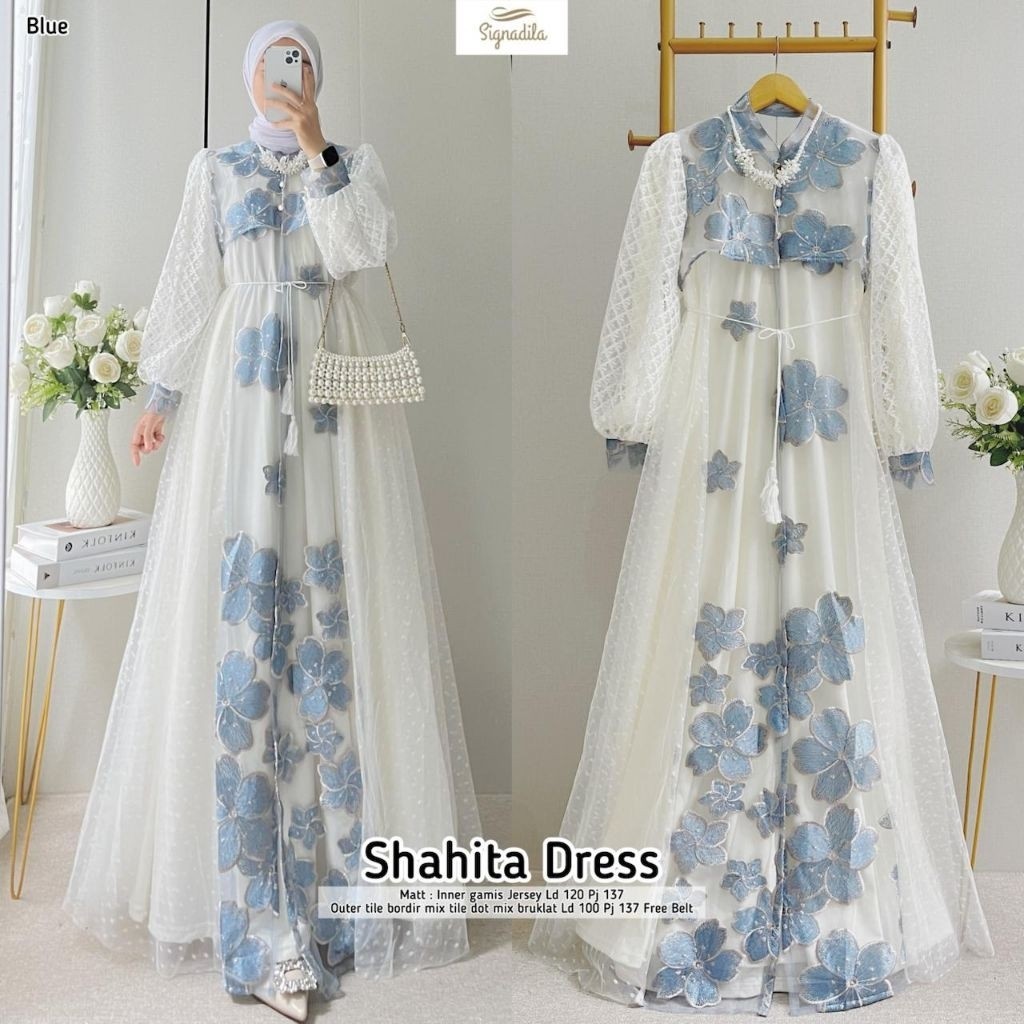 SHAHITA SYAHIZA GAMIS TILLE BRUKLAT GAMIS BRUKLAT TILE TEBAL SUPER PREMIUM FREE IKAT PINGGANG PREMIU