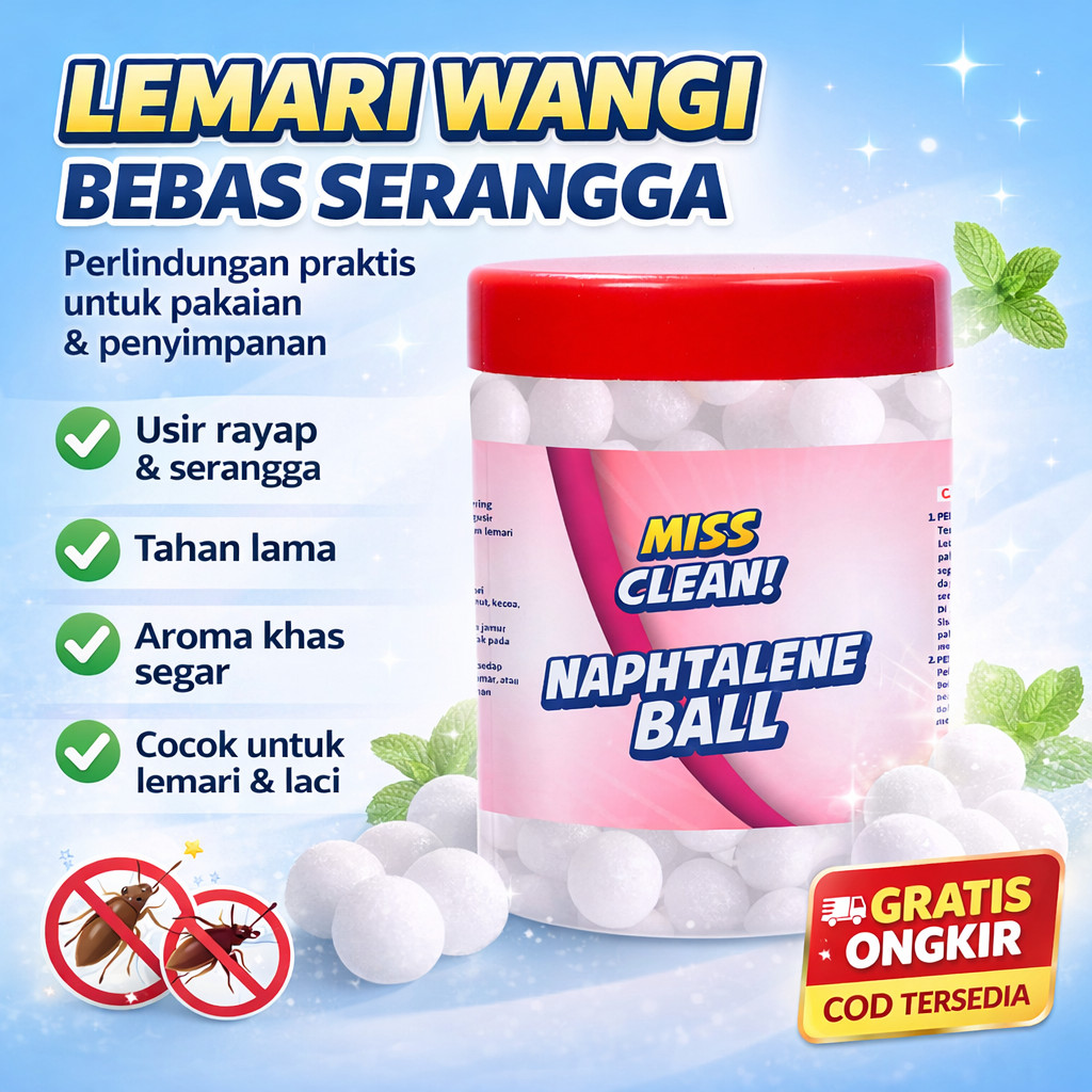 Miss Clean Kapur Barus Kamper Lemari Baju Bola Pengharum Anti Jamur Anti Bau