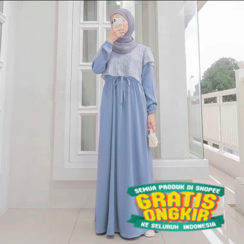 GAMIS JORA Crinkle Import Mix Brokat Malika Premium Wudhu Friendly / DRES LEBARAN 2024 / DRES PESTA 