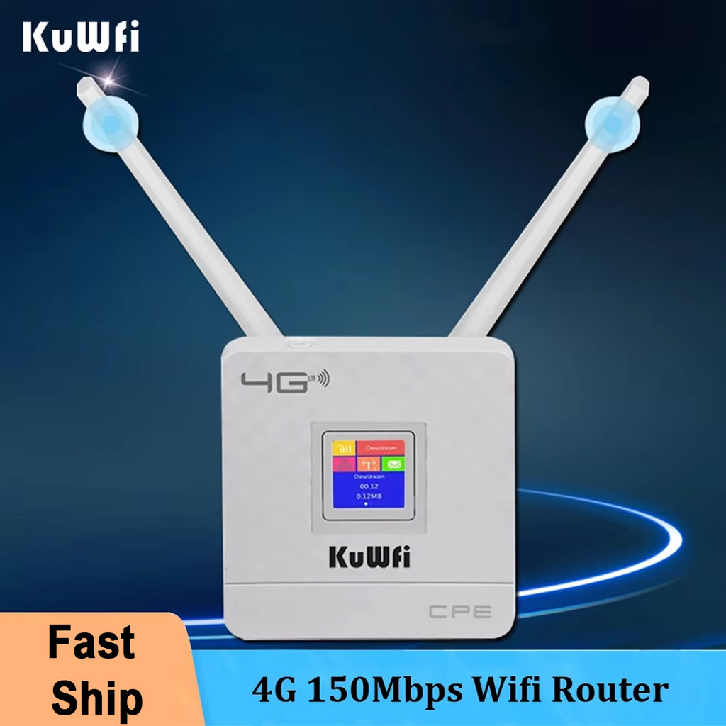 KuWfi 4G LTE CPE Router 300Mbps Wireless Router Dual External Antennas 4G Wifi Modem With RJ45 Port 