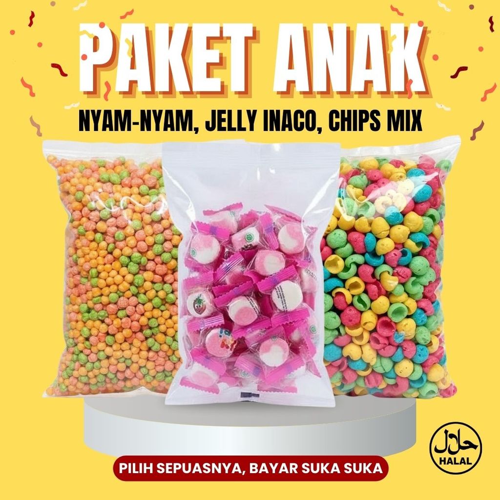 PAKET ANAK Jajanan Permen Yupi Jelly Inaco Bola Pelangi SERBA 10RB