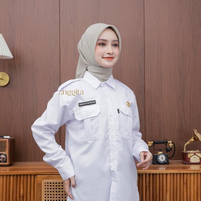 Abel DR332 - ANGGITA Jilbab Khaki Muda ASN Segiempat Jilbab PNS Voal Paris Premium