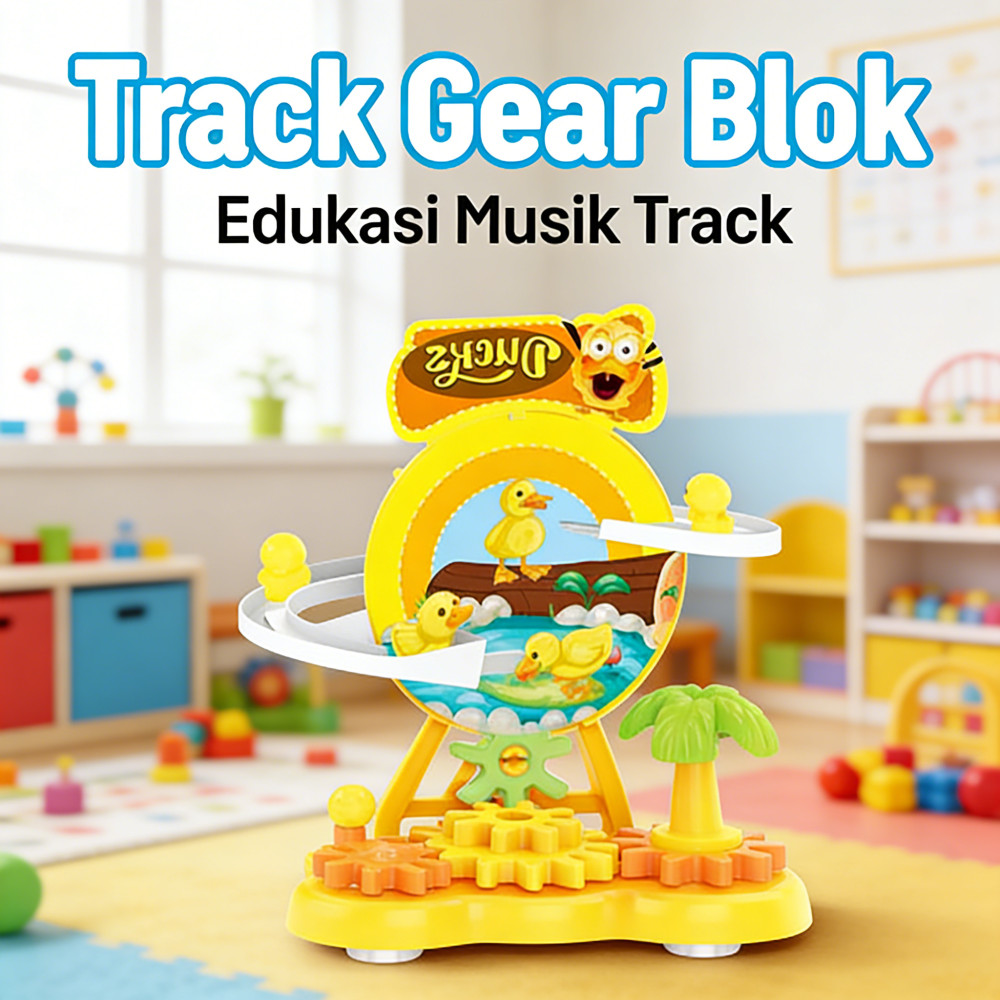 Paradise Instrumen Edukasi Mainan Anak Building Gear Blocks Track Rotating