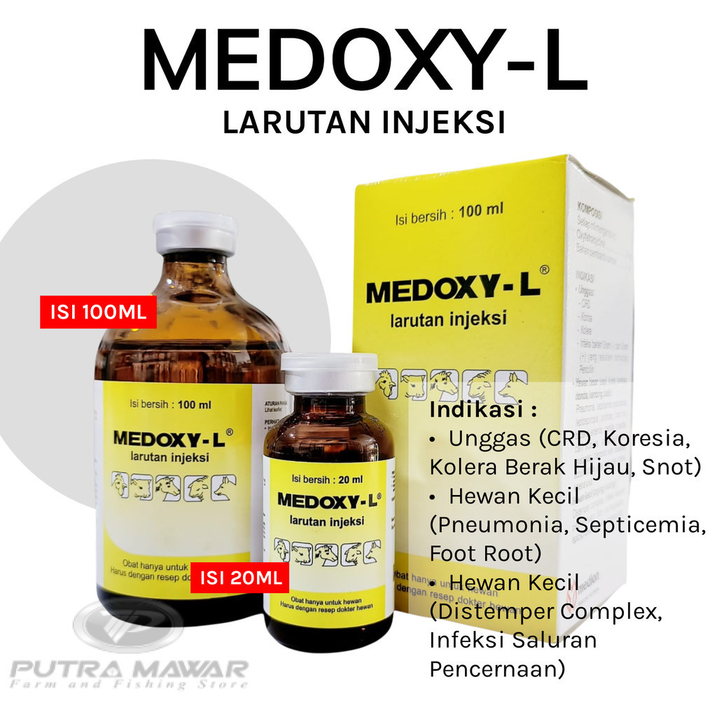 MEDOXY-L Medion 50ml 100ml obat injeksi antibiotik sapi kucing Babi Kambing Mengobati snot/crd ayam