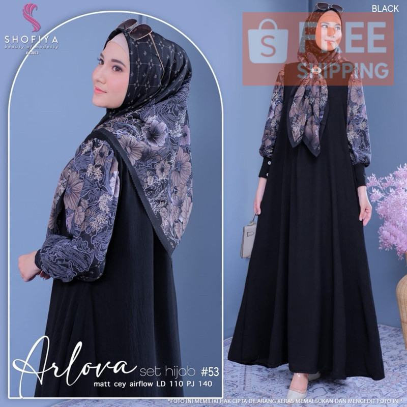 Azzaira Dress gamis set hijab terbaru arlova syari cey airlflow adempakaian wanita lainnya