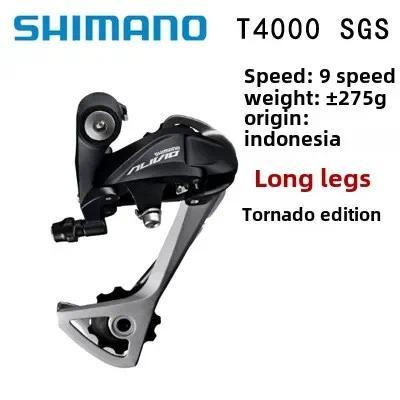 SHIMANO ALIVIO RD-T4000 SGS Rear Derailleur 9 Speed BLACK Long Cage T4000 Sepeda Gunung MTB 9/27 kec