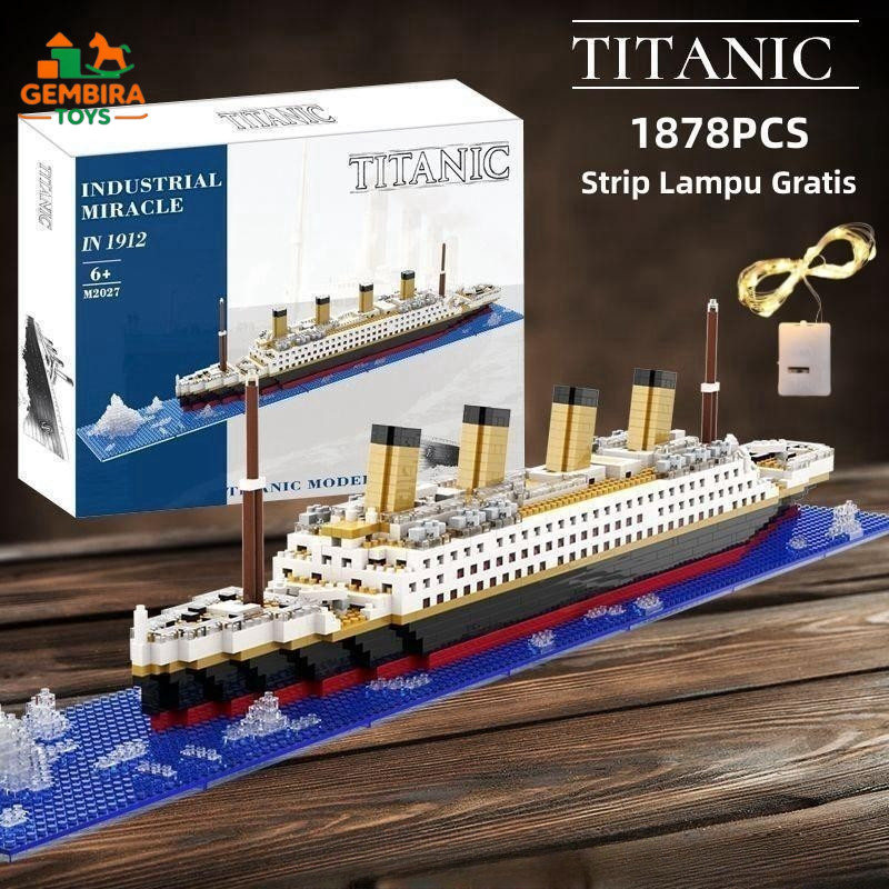 GEMBIRA TOYS 1878PCS Mainan Block Kapal Pesiar Titanic Besar Dengan Lampu