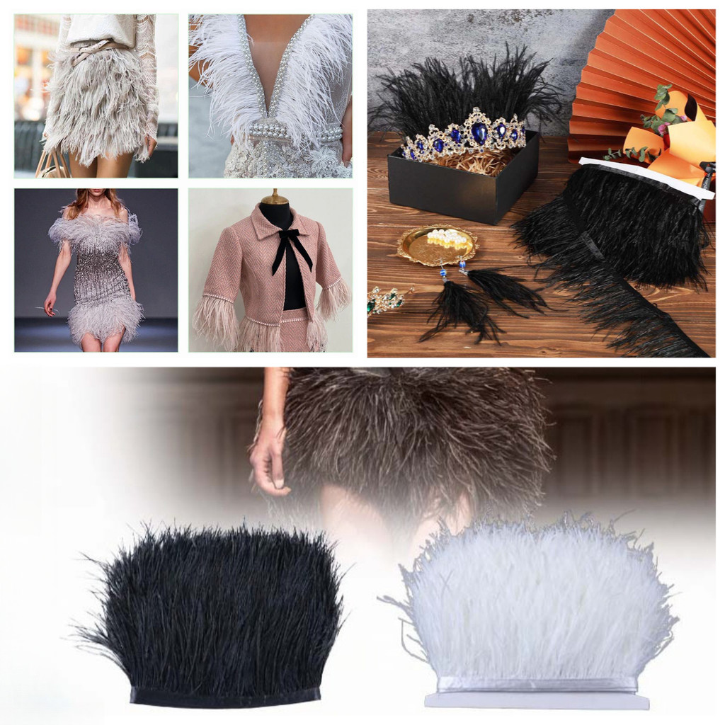 1 Meter Bulu Ostrich Pendek / Bulu Baju / Bulu Headpiece / Hiasan Bulu / Bulu Ostrich