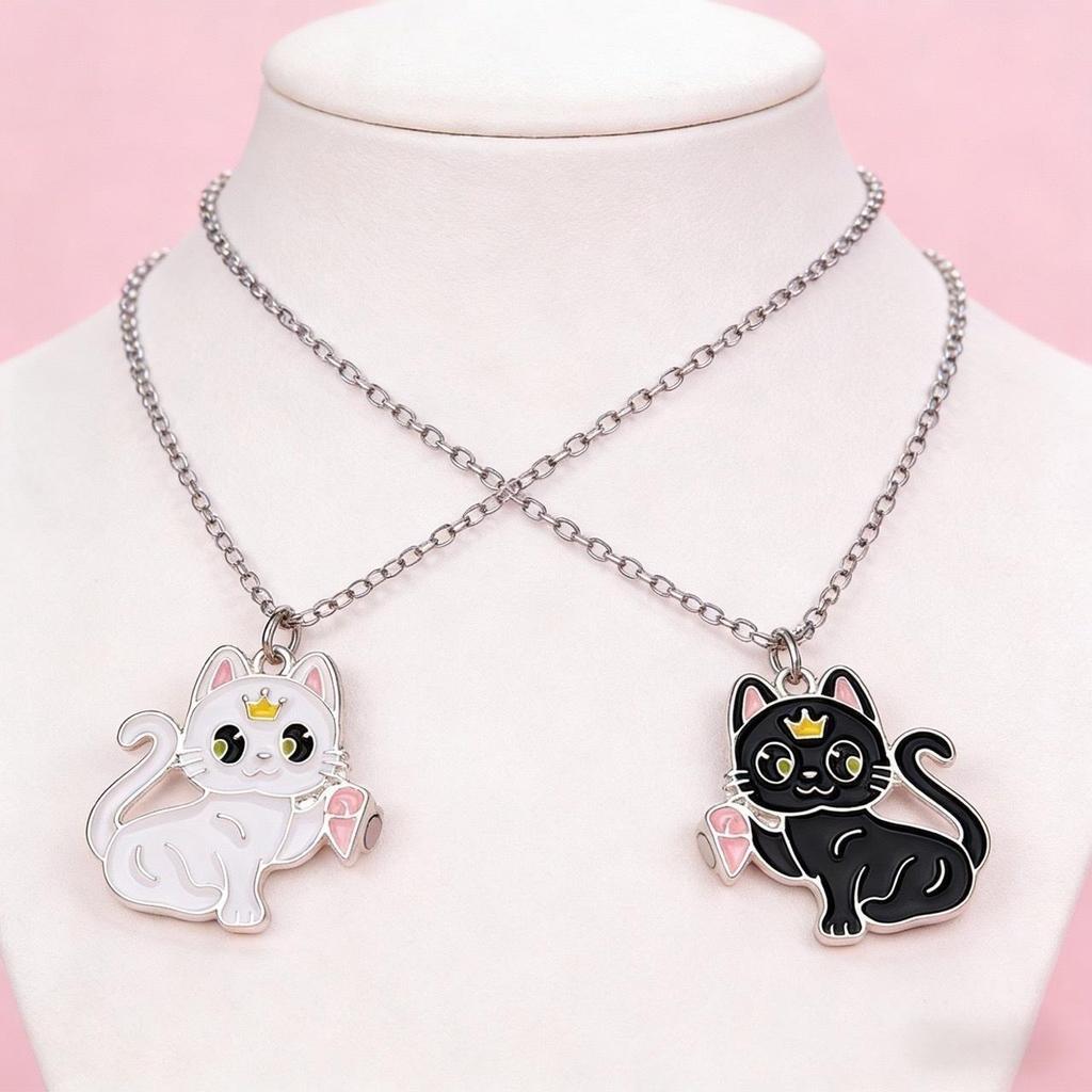 Kalung Magnet Kucing Sahabat Terbaik Kalung Magnet Couple Kombinasi Kucing Cat Titanium Steel Neckla