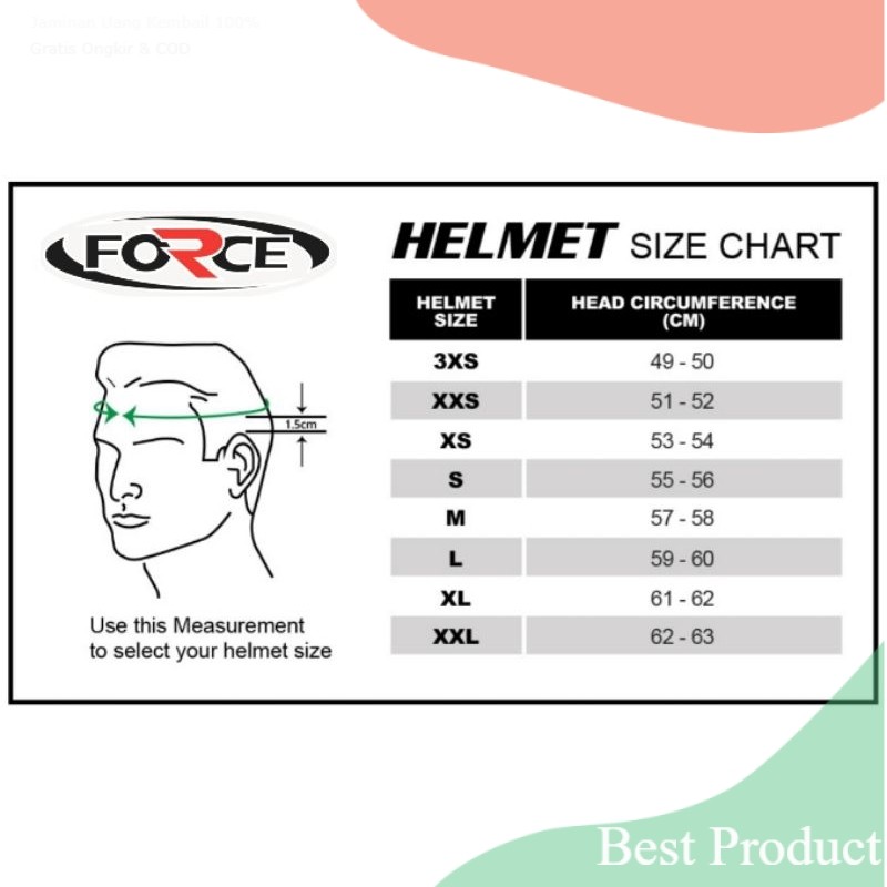 FORCE Helm Half Face SNI Size Jumbo XXL Viral Kekinian Spoiler Ganteng Cowok Cewek Dewasa Model X1 N