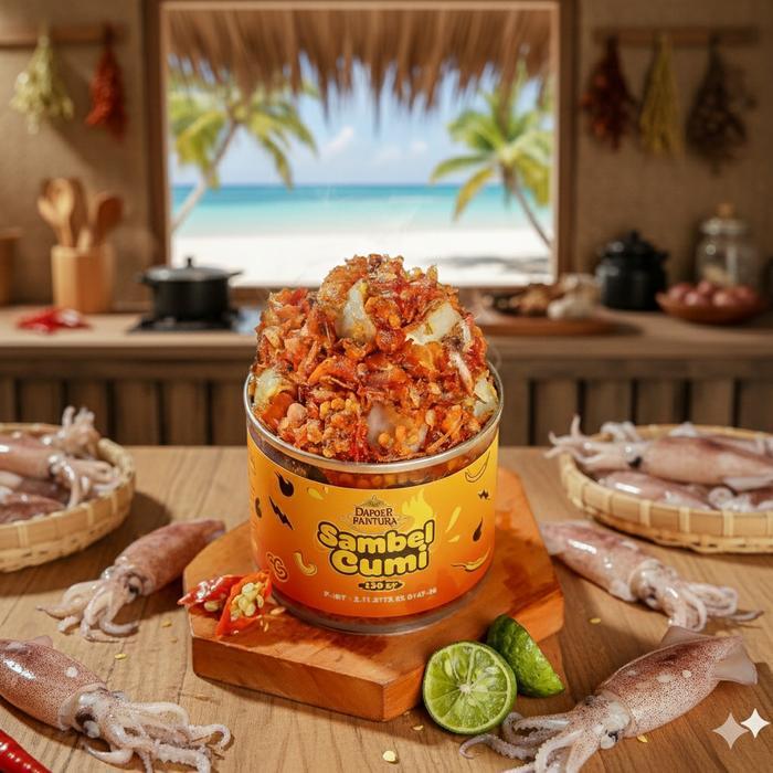 Sambel Paket Hemat Isi 5 Kaleng - Cumi Pedas / Baby Cumi/ Cakalang Hot / Teri / Ayam Suwir 150 gr - 