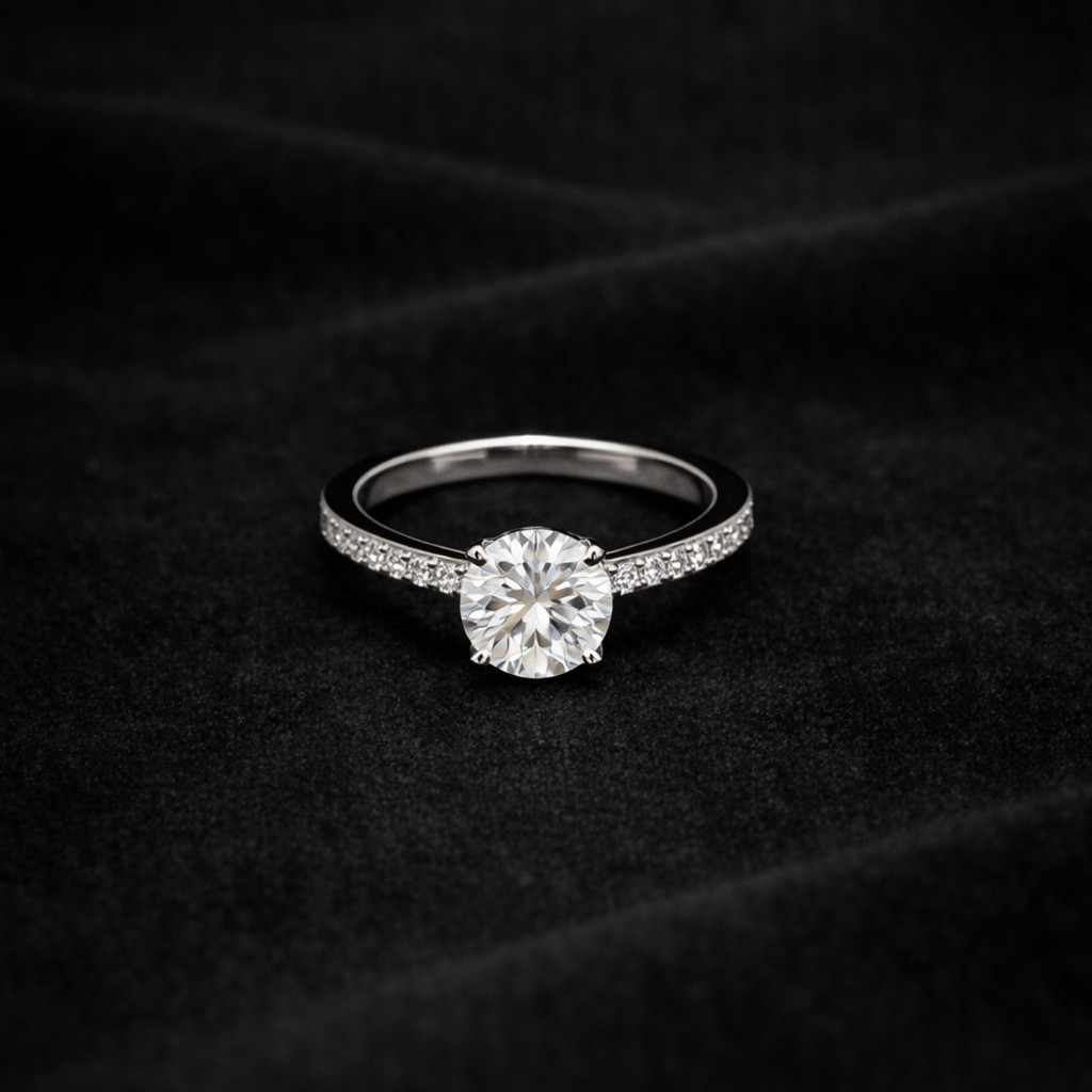 R-083 Moissanite Cincin Wanita  High Silver925 Lapis Elegant Middle Gold Ring XiaoJewel