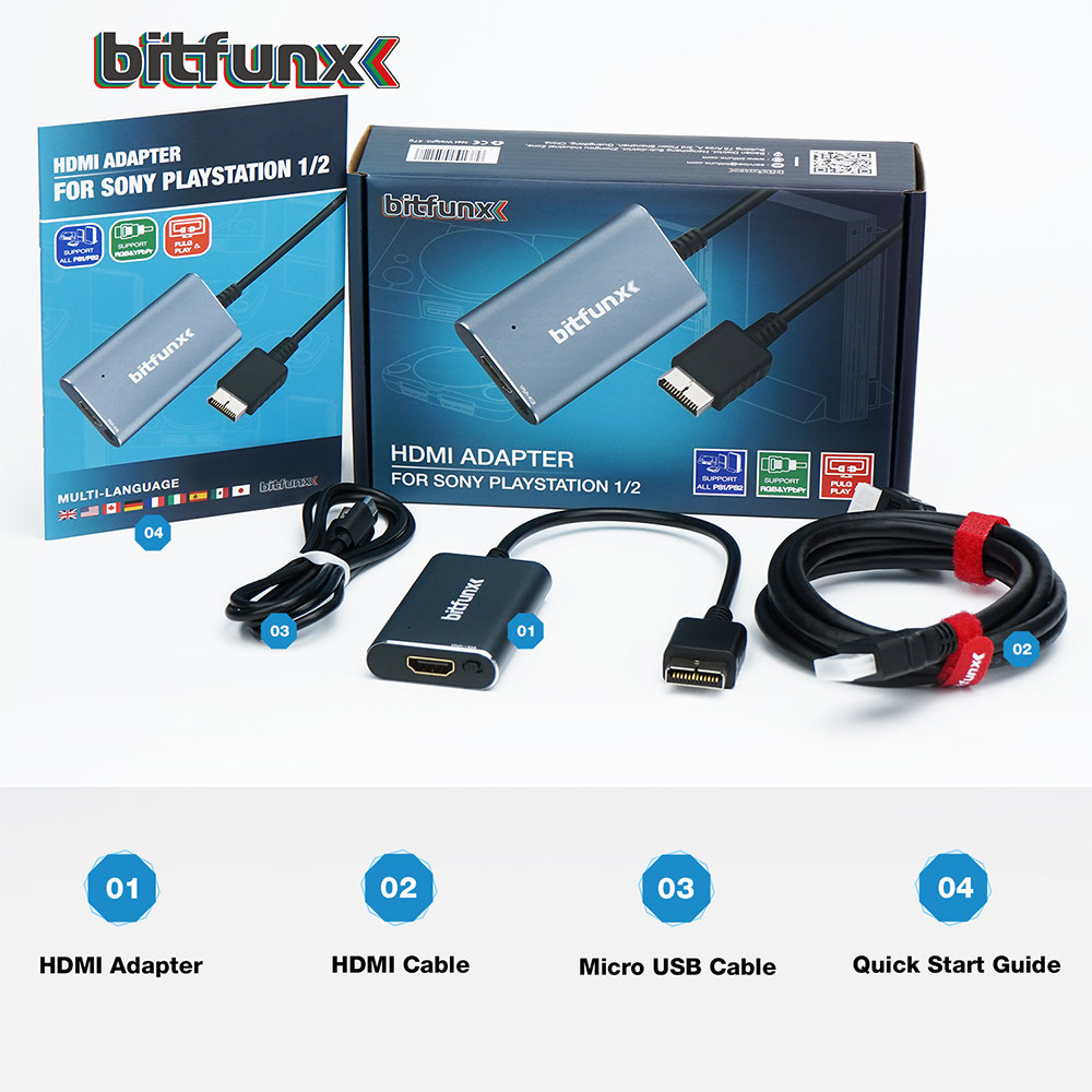 BitFunx HDMI-compatible Converter Adapter With RGB to YPbPr Swit For PlayStation 1/2 PS1/PS2 Game Co