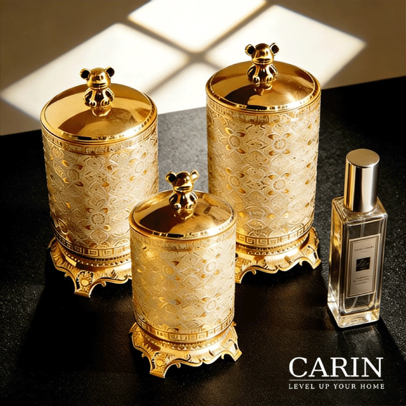 3pcs/set Toples Gold Mewah Toples Kue Plastik Toples Lebaran Toples Kue Lebaran Set