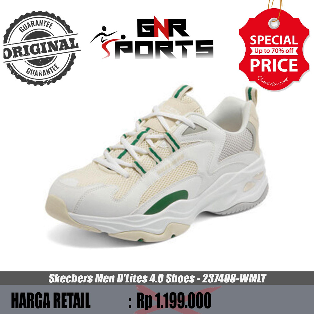 Sepatu Skechers Men D'Lites 4.0 Shoes - 237408-WMLT Original 100%