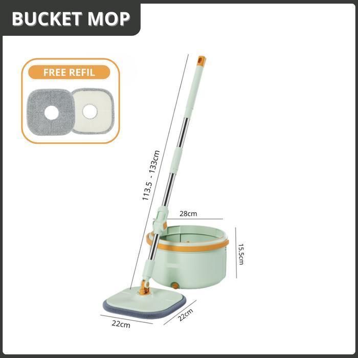 Goodbaby - Alat Pel Putar Mop Bulat Spin Mop Bulat Kotak - Alat pel Pembersih Lantai Spin Mop Ember 