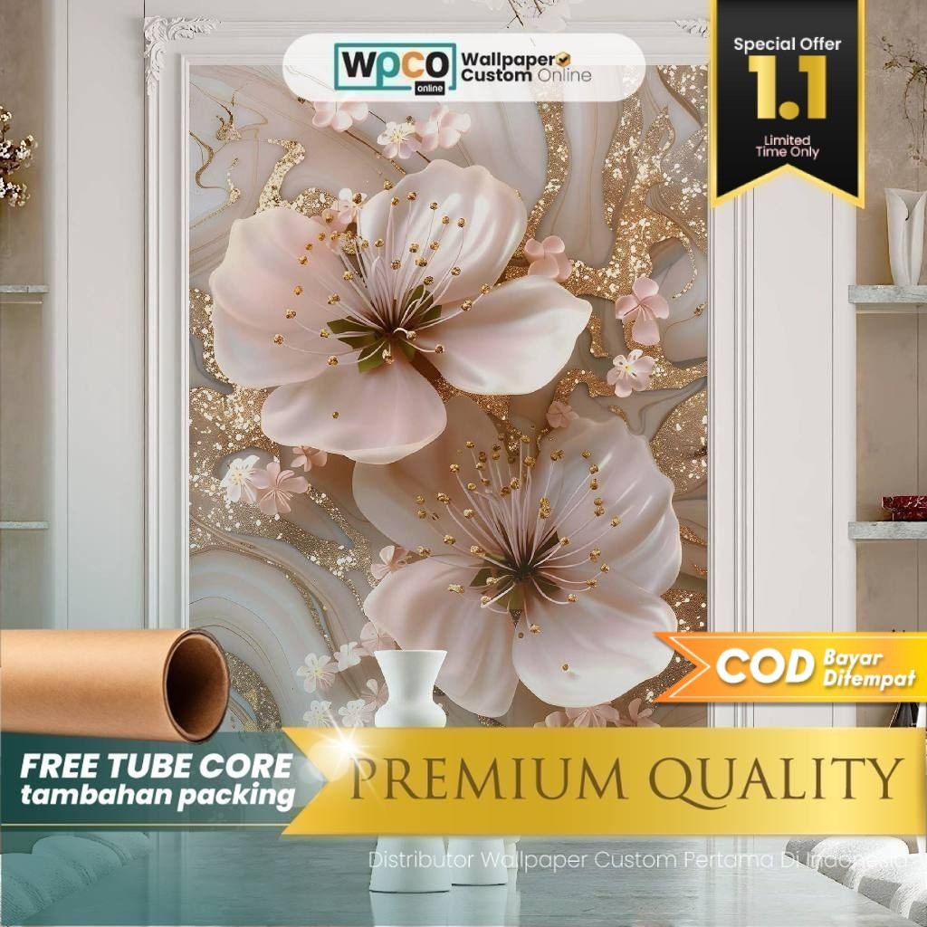 Stiker Dinding - Stiker Dinding Bunga 3D - Stiker Dinding Motif Bunga 3D - Stiker Dinding Gambar Bun