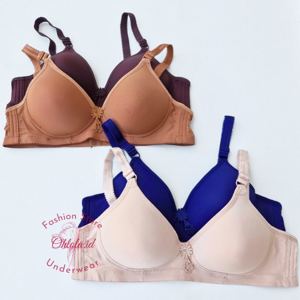 Terlaris5 Pcs Bra Jolly Toyazi Polos Katun Lembut Bra Tanpa Kawat Wanita Bh Cup SedangTermurah