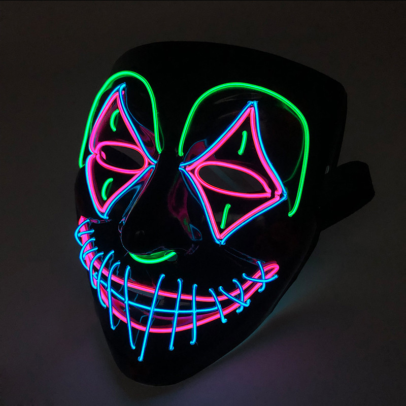 LED Killer Mask Halloween ce Scary Theme Party Cosplay Costume Props LED Double Star Eyes Mask Glowi