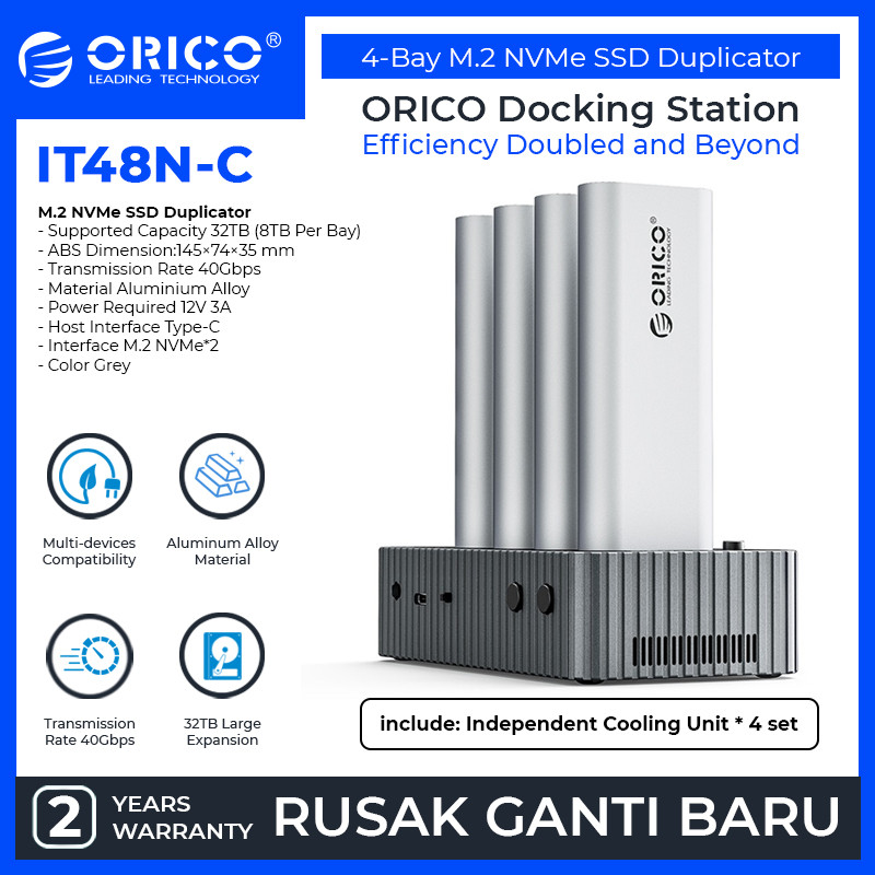 ORICO 4-Bay M.2 NVMe SSD Duplicator USB 4.0 M2 NVME Docking 40Gbps Offline Clone - IT48N-C