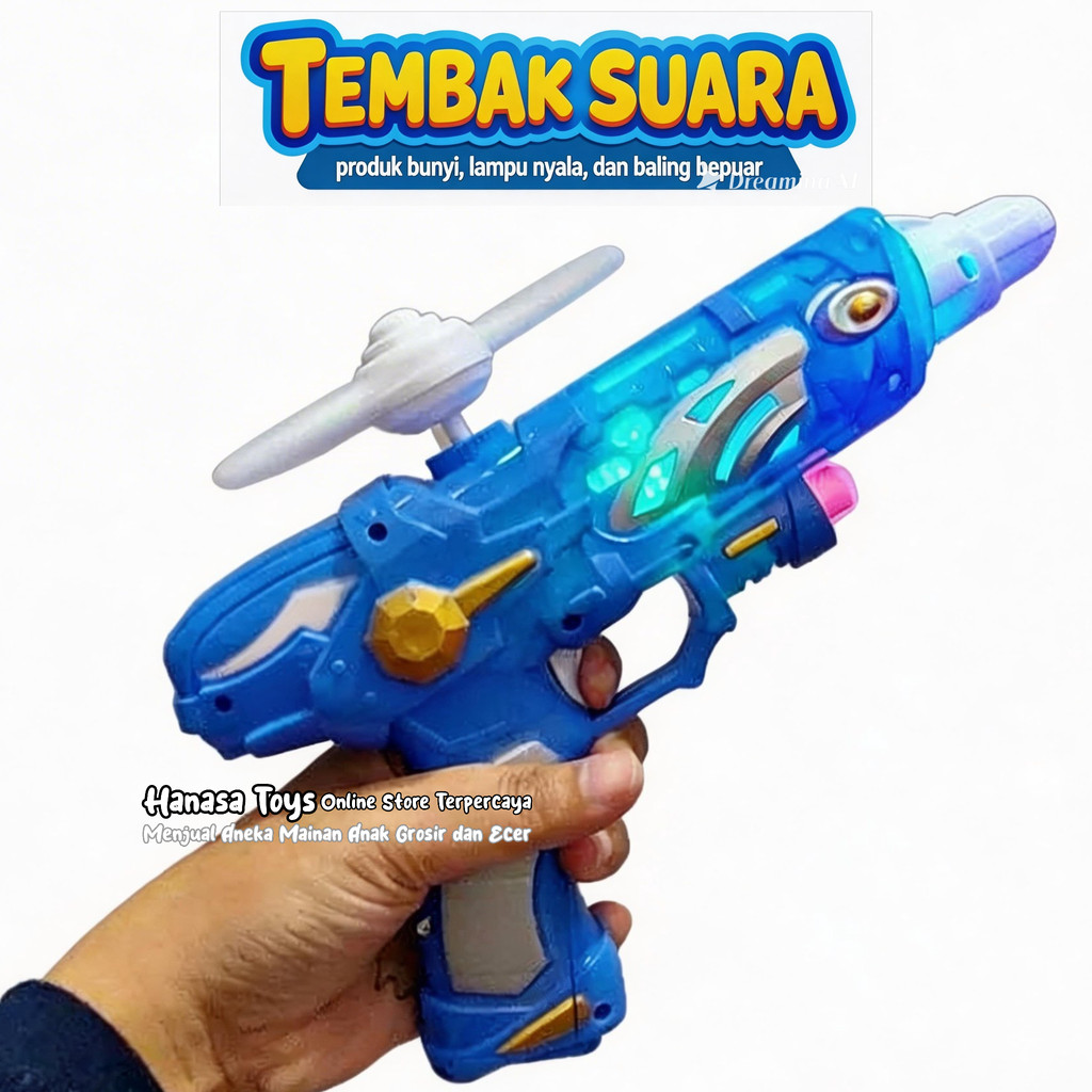 Mainan Tembak-Tembakan Baterai Atau Pistol-Pistolan Bunyi Bersuara Nyala Laser Lampu Anak Laki-Laki