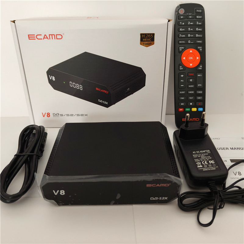 2026 ECAMD V8 Satellite TV Receiver DVB-S2 S2X H.265 Decoder Wifi Support Cccam Newcam Mgcam Biss Ke