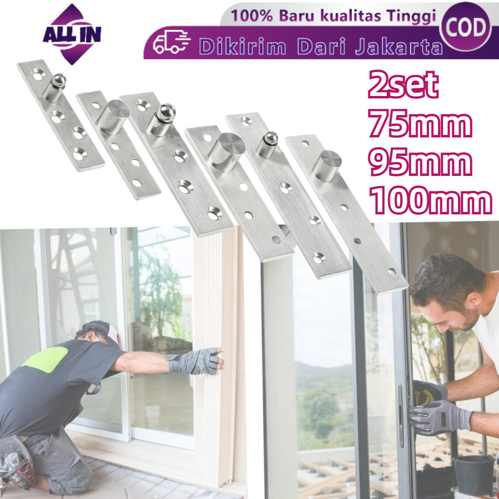2 Set Engsel Pivot Pintu/ Engsel Pivot Tanam Jendela / Engsel Tanam Putar/Engsel Pivot Stainless/Eng