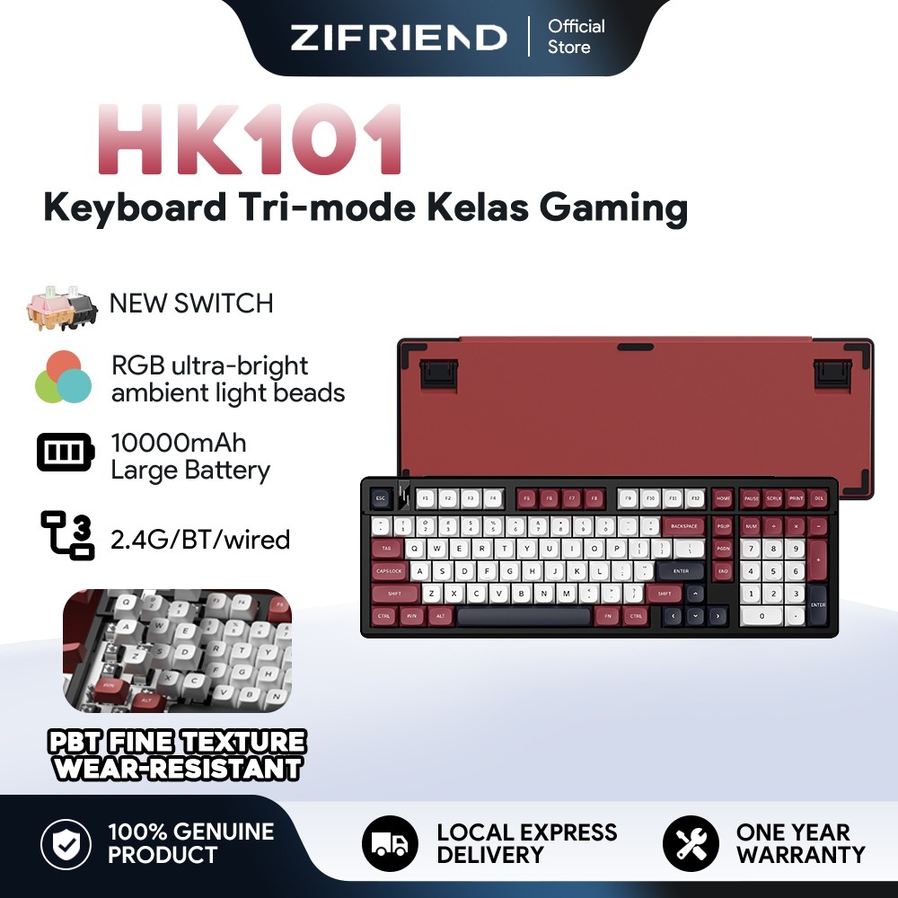 ZIFRIEND HK101 Mechanical Gaming  Keyboard RGB 5PIN Hotswappable Wireless  Keyboard