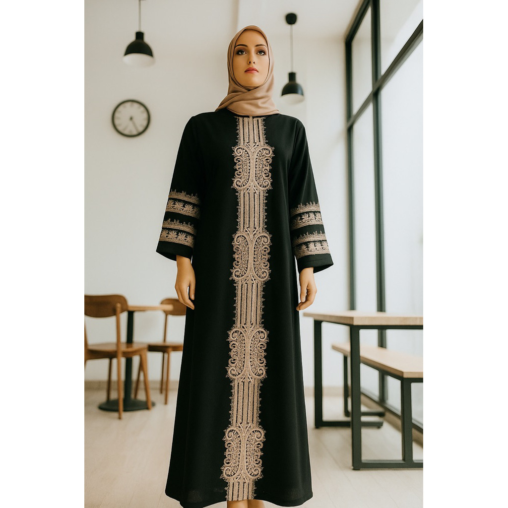Alfin collection Abaya JetBlack LD 100-140 Salur Pintu Aceh