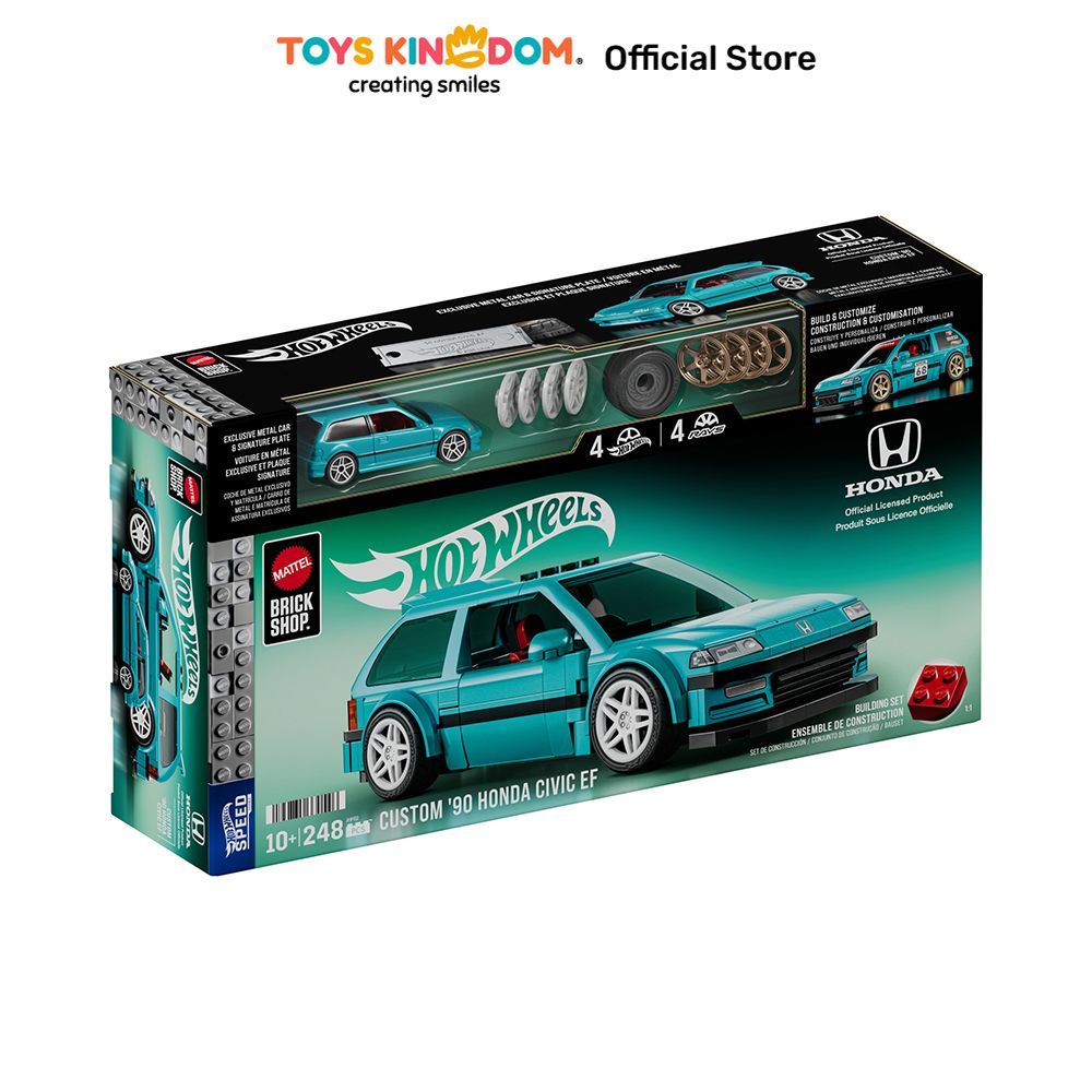 Toys Kingdom Mattel Brick Shop Hot Wheels Custom 90 Honda Civic EF Set 248 pcs - Biru Tosca Balok Su