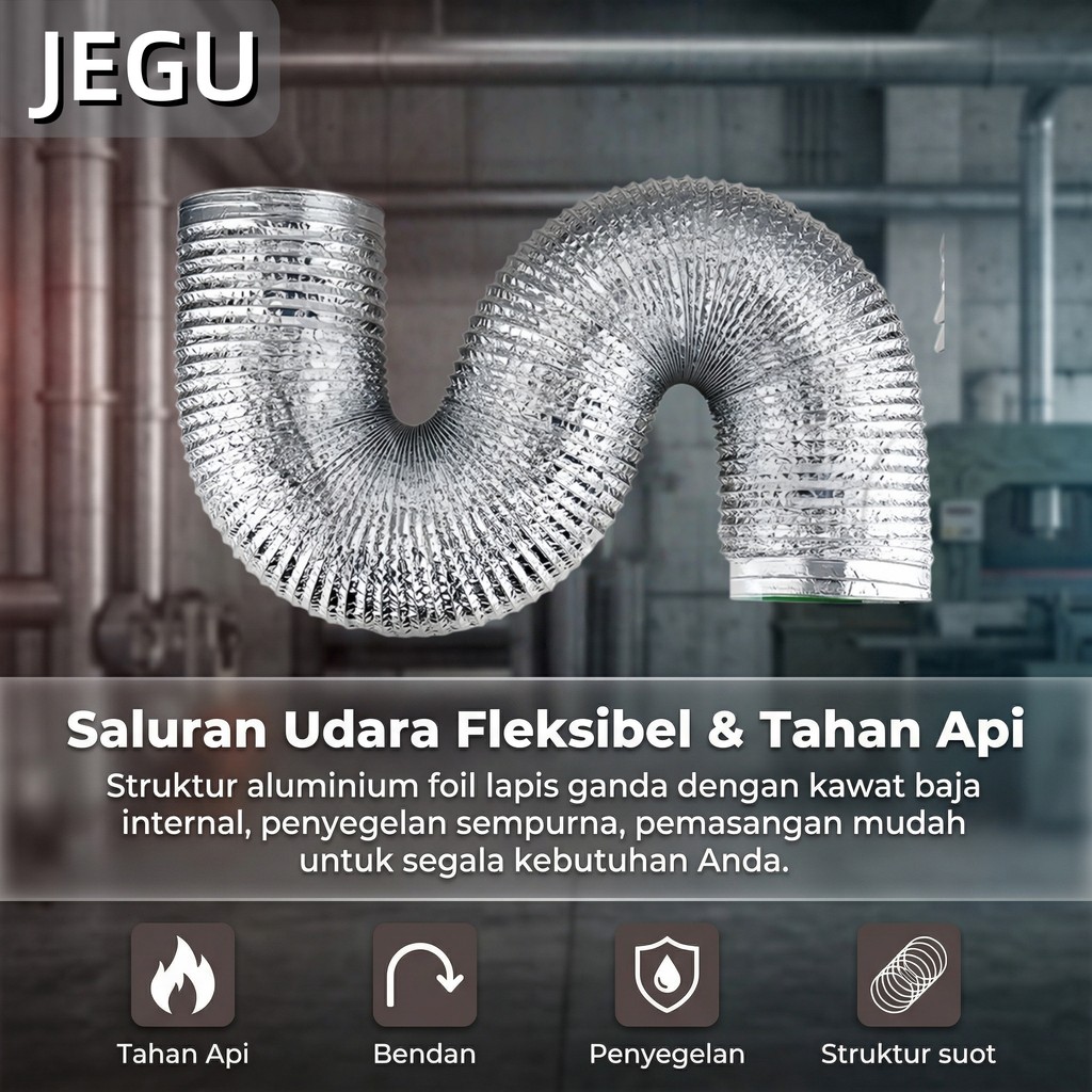 Pipa Exhaust Alumunium Pipa Exhaust Fan Fleksibel Cooker Hood Cerobong Asap Selang Flexible Ducting 
