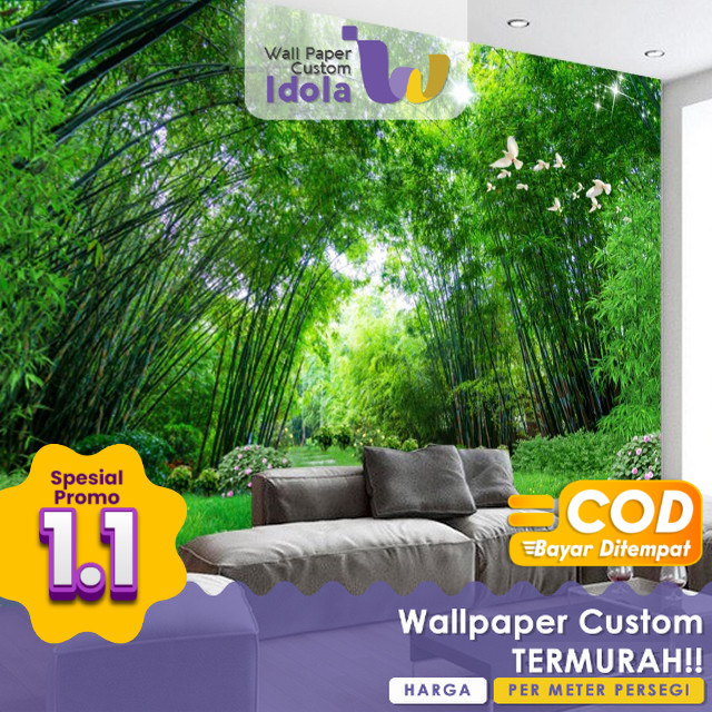 Wallpaper Custom Ruang Tamu | Motif Alam & Hutan Bambu | Premium Quality