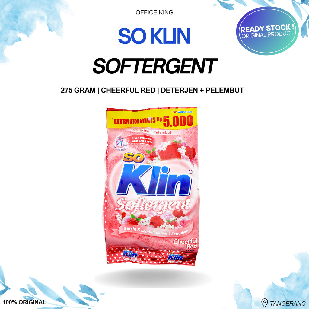 SO KLIN Softergent (275 ml) (Cheerful Red) - Deterjen + Pelembut Pakaian Produk Original Wings Care